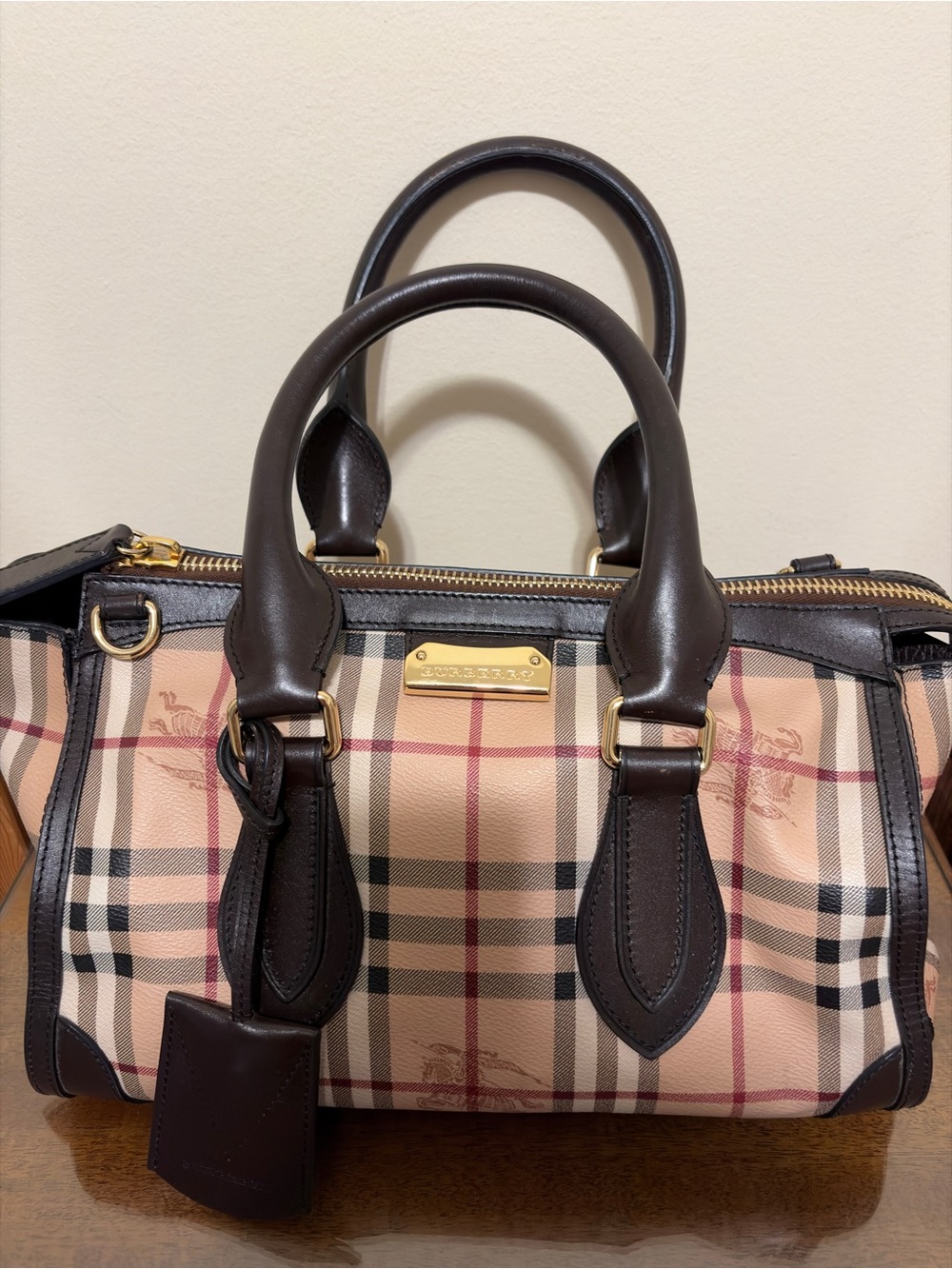 Burberry Haymarket Check Gladstone shoulder satchel tote bag